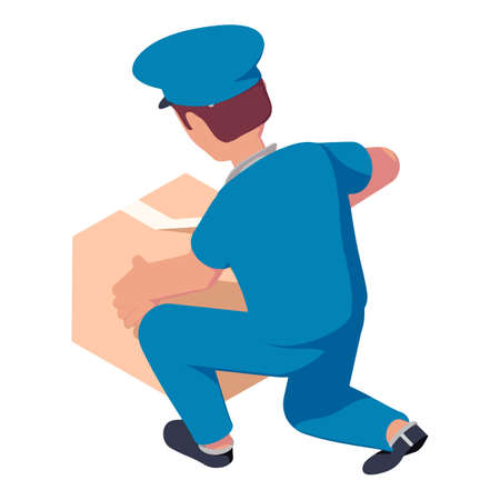 Mailman open parcel icon. Isometric of mailman open parcel vector icon for web design isolated on white backgroundのイラスト素材