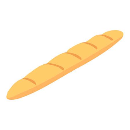Bakery factory bread bagette icon. Isometric of bakery factory bread bagette vector icon for web design isolated on white backgroundのイラスト素材