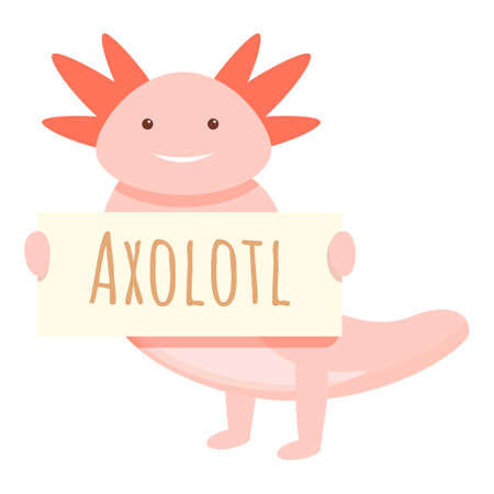 Axolotl animal banner icon. Cartoon of axolotl animal banner vector icon for web design isolated on white backgroundのイラスト素材