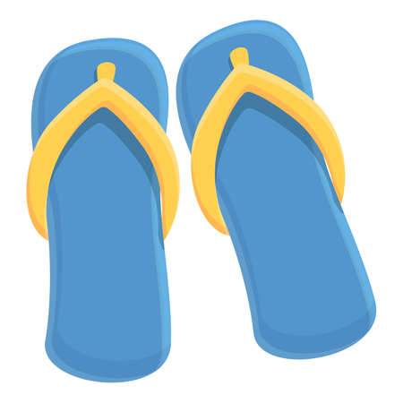 Summer beach slippers icon. Cartoon of summer beach slippers vector icon for web design isolated on white backgroundのイラスト素材