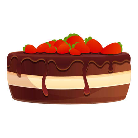 Strawberry tiramisu cake icon. Cartoon of strawberry tiramisu cake vector icon for web design isolated on white backgroundのイラスト素材