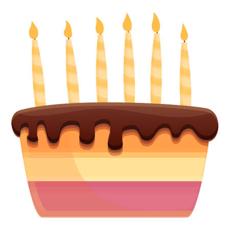 Kid birthday cake icon. Cartoon of kid birthday cake vector icon for web design isolated on white backgroundのイラスト素材