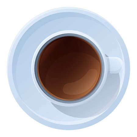 Top view coffee cup icon. Cartoon of top view coffee cup vector icon for web design isolated on white backgroundのイラスト素材