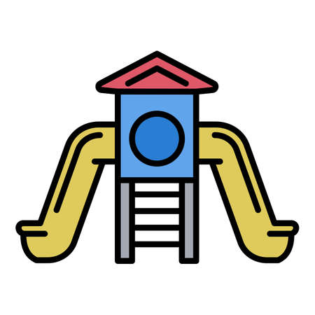 Kid slide playground icon, outline styleのイラスト素材