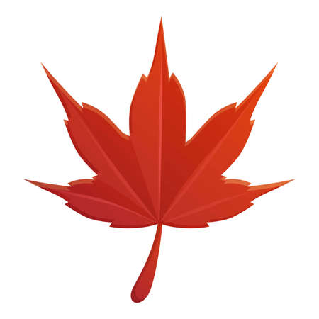 Red autumn leaf icon, cartoon styleのイラスト素材