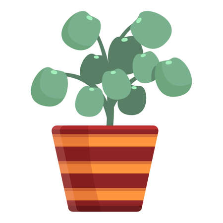 Cozy home flower pot icon, cartoon styleのイラスト素材