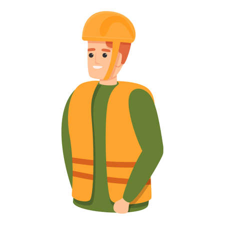 Worker in vest icon, cartoon styleのイラスト素材