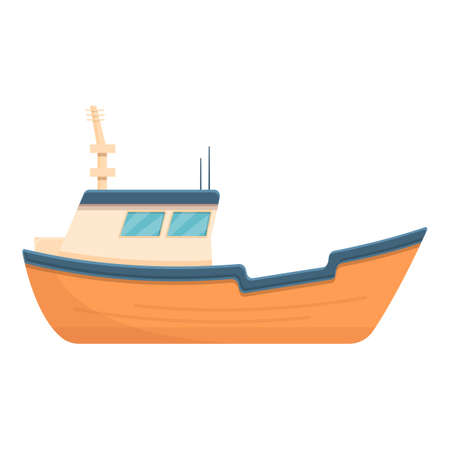 Orange fishing yacht icon, cartoon styleのイラスト素材