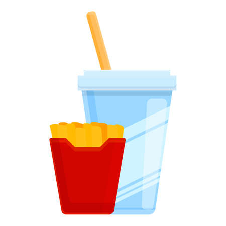 Fast food lunch icon, cartoon styleのイラスト素材