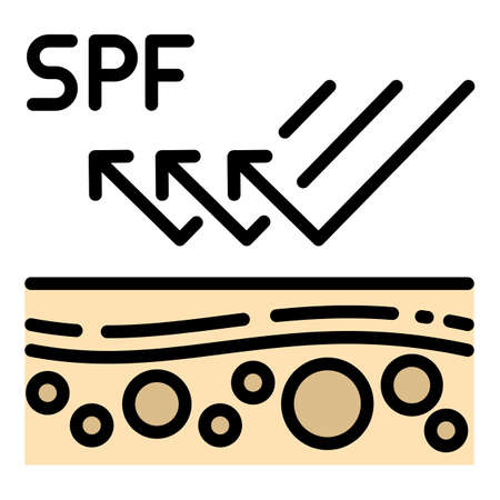Spf protection icon, outline styleのイラスト素材
