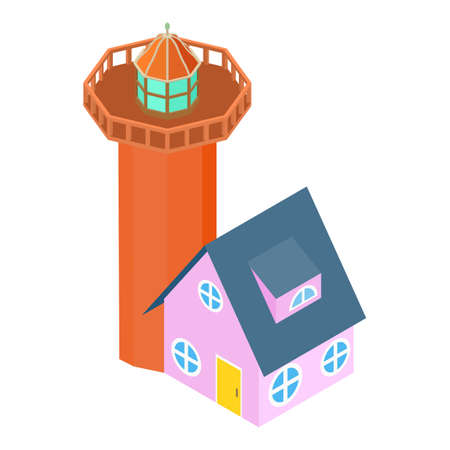 Coast lighthouse icon, isometric styleのイラスト素材