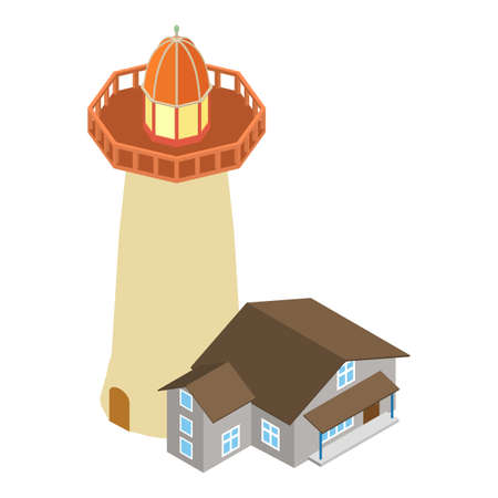 High lighthouse icon, isometric styleのイラスト素材