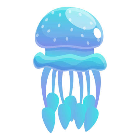 Blue dotted jellyfish icon, cartoon styleのイラスト素材