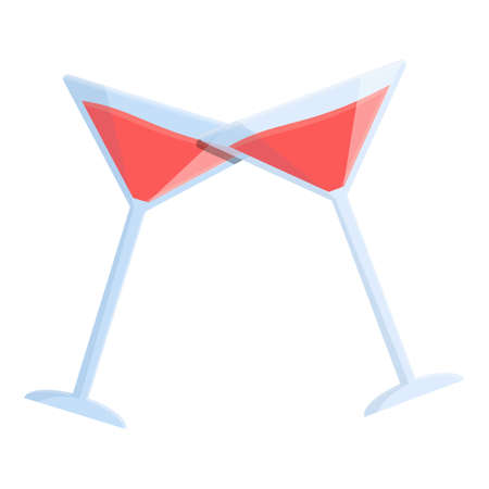Red cocktail cheers icon, cartoon styleのイラスト素材