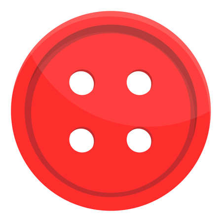 Red clothes button icon, cartoon style