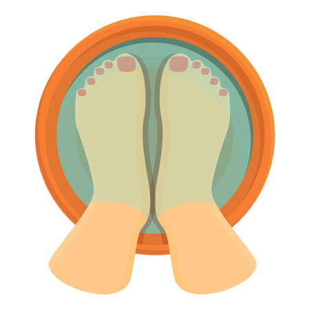 Woman foot bath icon, cartoon styleのイラスト素材