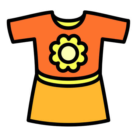 Baby girl dress icon, outline styleのイラスト素材