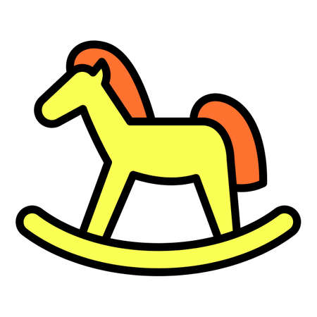 Baby rocking horse icon, outline styleのイラスト素材