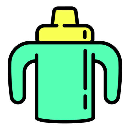 Baby plastic milk bottle icon, outline styleのイラスト素材