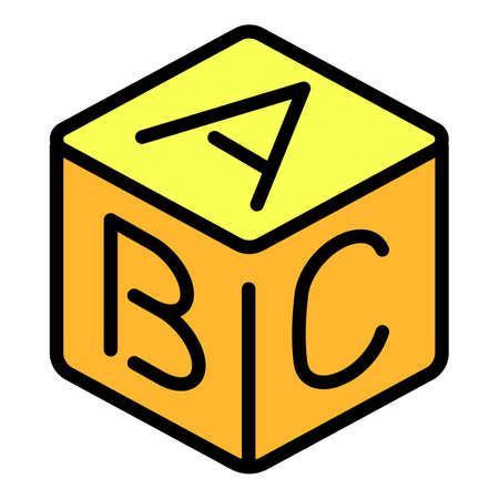 Abc toy cube icon, outline styleのイラスト素材