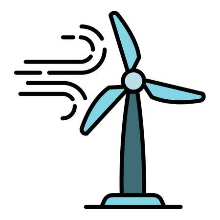 Eco wind turbine icon, outline styleのイラスト素材