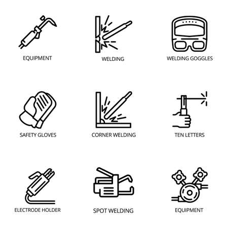Welding tools icon set, outline styleの写真素材