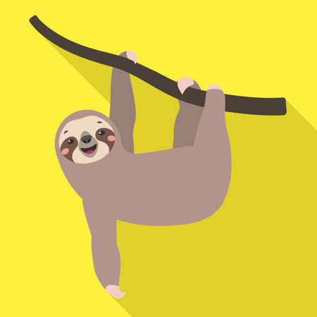Sloth on tree icon, flat styleの写真素材