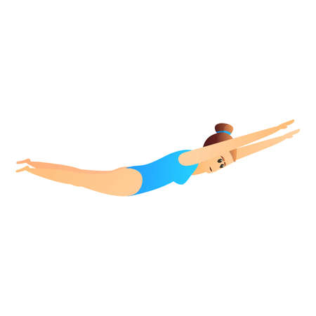 Girl front pool jump icon, cartoon styleの写真素材