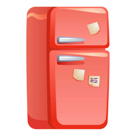 Red retro fridge icon, cartoon styleの写真素材