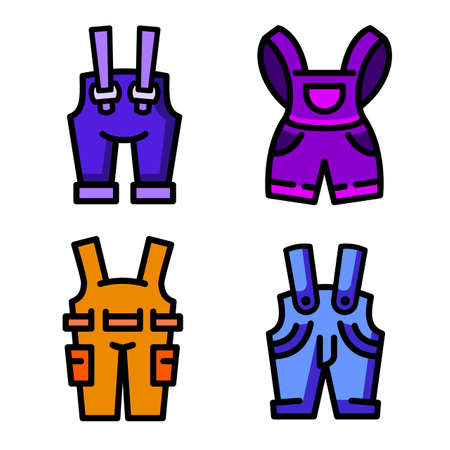 Overalls icons set, outline styleの写真素材