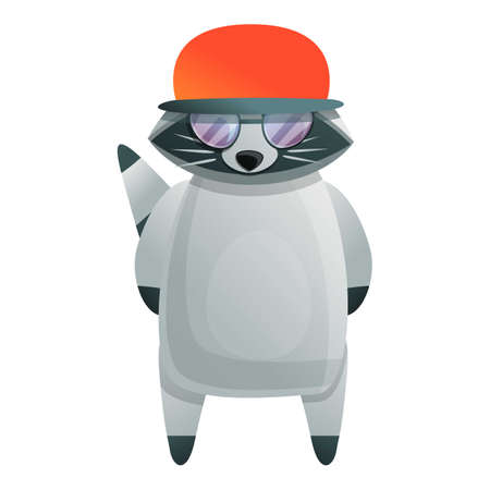 Rapper raccoon icon, cartoon styleの写真素材