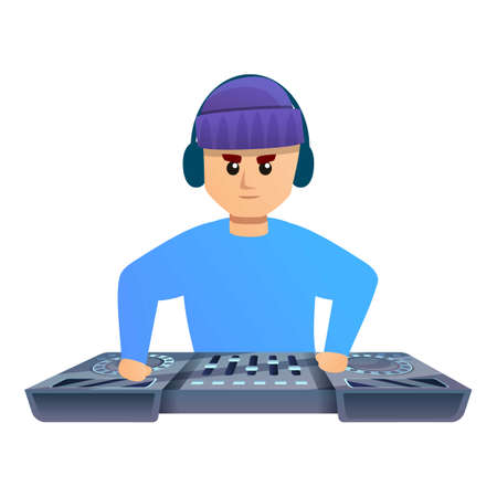 Dj with headwear icon, cartoon styleの写真素材