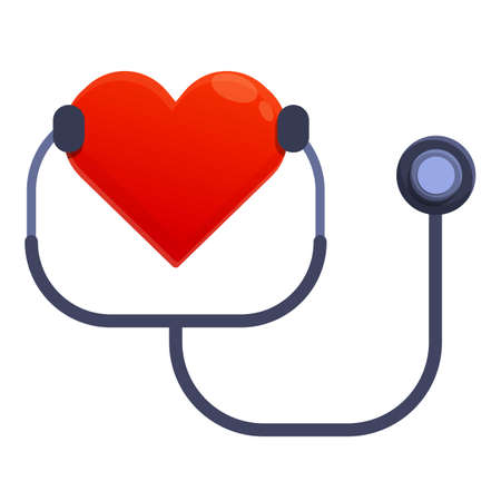 Healthy heart stethoscope icon, cartoon styleのイラスト素材