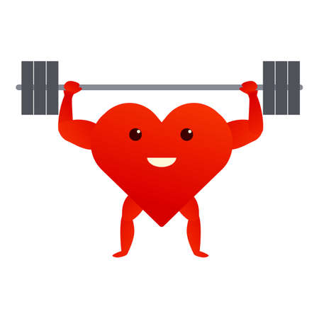 Healthy heart barbell icon, cartoon styleのイラスト素材