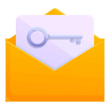 Key unlock mail icon, cartoon styleのイラスト素材