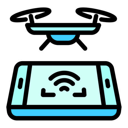 Smartphone drone control icon, outline style