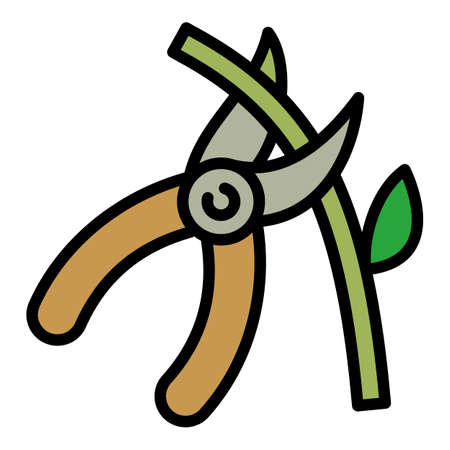 Secateurs cuts plant icon, outline styleの写真素材