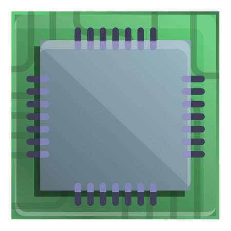 Ai processor icon, cartoon style