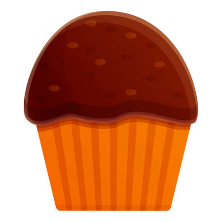 Autumn party chocolate cupcake icon, cartoon styleの写真素材