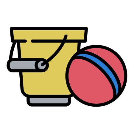 Kid play bucket ball icon, outline styleの写真素材