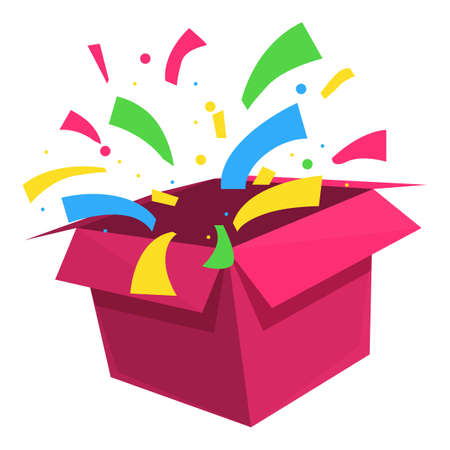 Funny surprise gift icon, cartoon style
