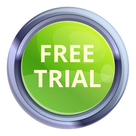 Free trial circle button icon, cartoon styleのイラスト素材