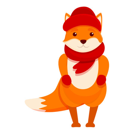 Fox winter headwear icon, cartoon styleのイラスト素材