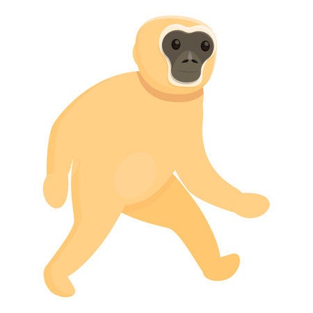 Gibbon walking icon, cartoon styleのイラスト素材