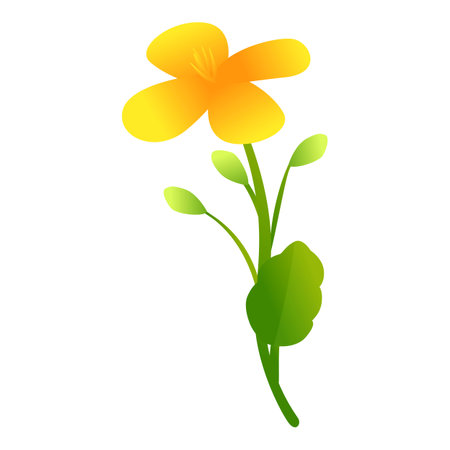 Celandine botanical flower icon, cartoon styleのイラスト素材
