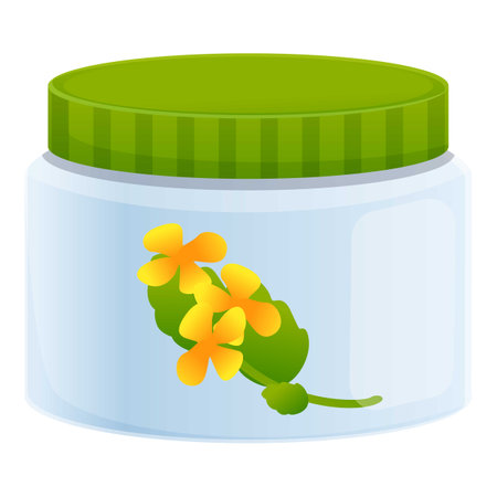 Celandine cream jar icon, cartoon styleのイラスト素材