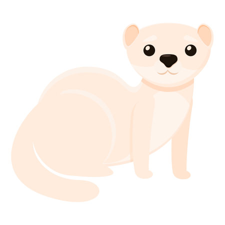 White cute mink icon, cartoon styleのイラスト素材