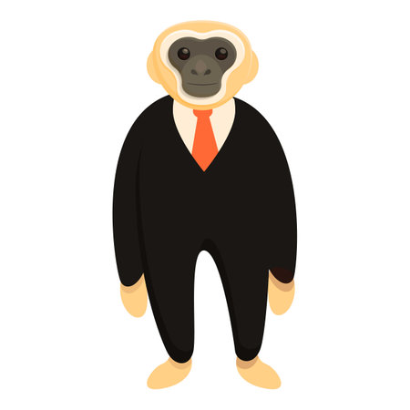 Gibbon in costume icon, cartoon styleのイラスト素材