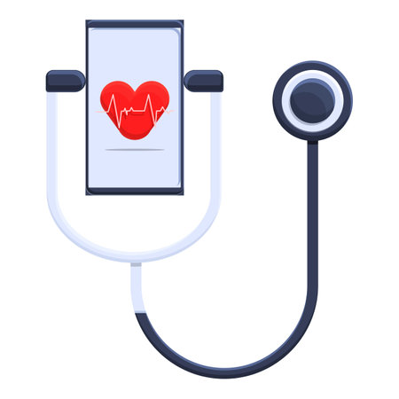 Telemedicine stethoscope icon, cartoon styleのイラスト素材
