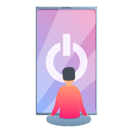 Digital detoxing disconnect icon, cartoon styleのイラスト素材